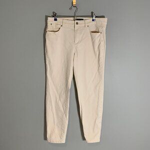 Talbots cream beige cotton stretch corduroy straight leg casual career‎ pants